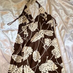 monstera print y2k halter dress